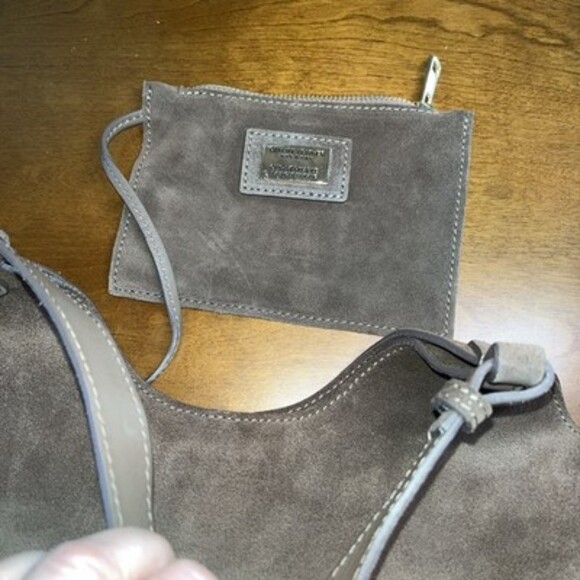 cuir veritable Suede Brown Hobo Shoulder Bag With Removable Long Leather Strap - Picture 4 of 12